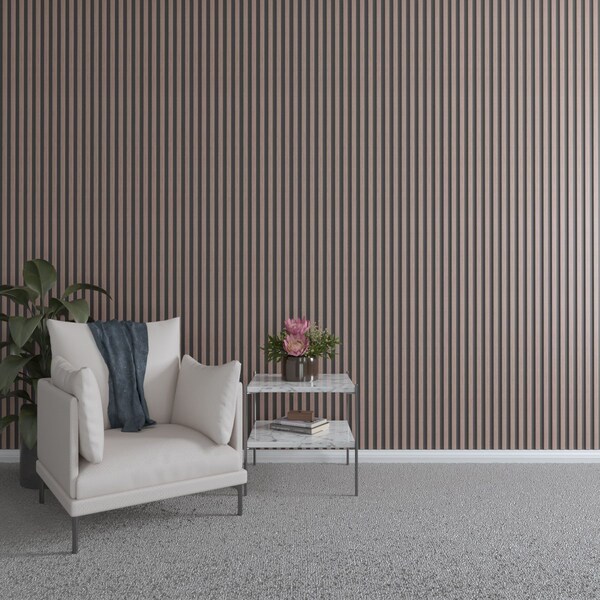 Ekena Millwork 48H x 1/4T Adjustable Wood Slat Wall Panel Kit w/ 1W Slats, Walnut contains 42 Slats SWW84X48X0250WA - main